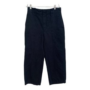 Vince Women’s 6 High Rise Linen Cotton Crop Pants in Black Sz 6‎